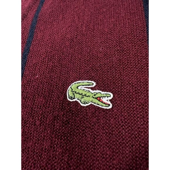 Izod Lacoste Sweater Men's L Burgundy V-Neck Orlon Acrylic Made in USA Preppy - Picture 9 of 11
